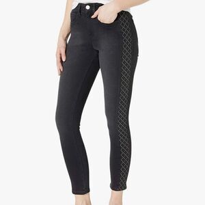 Skinnygirl Women's Larry High Rise Skinny Geometric Print Black Jeans Size 28/6